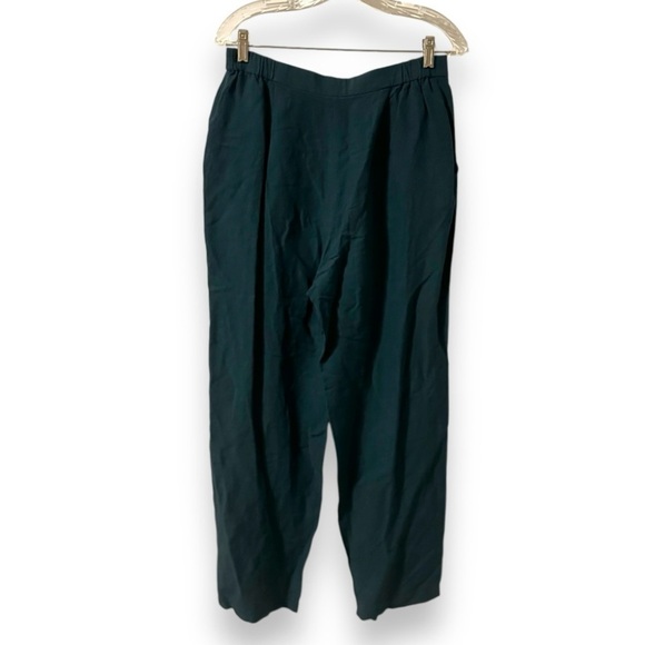 Vintage Eileen Fisher Dark Teal Linen‎ Blend Trousers Women’s Size Medium Boho - Picture 2 of 13
